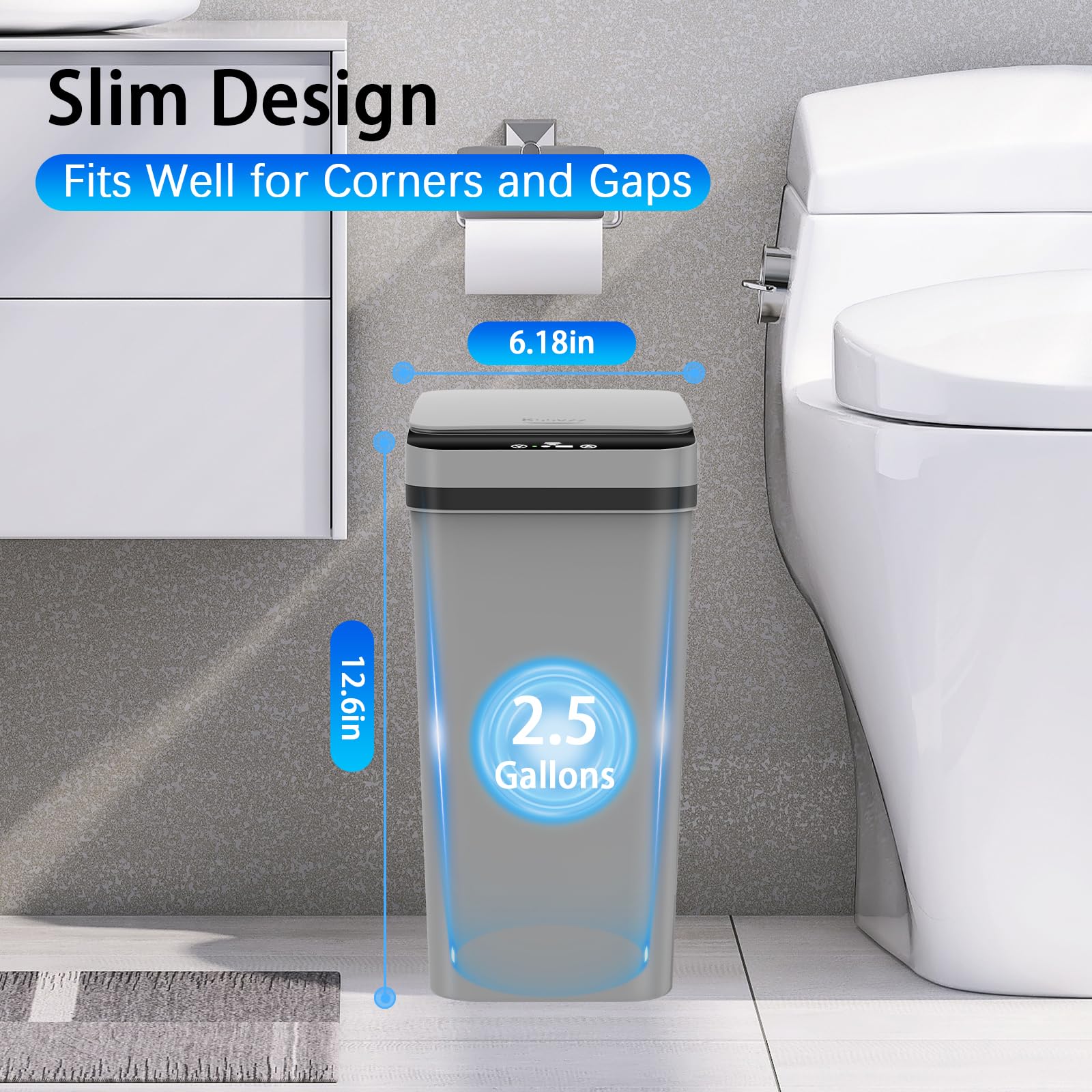 Kssvzz ABS plastic waterproof trash bin rated IPX5 for splash resistance.