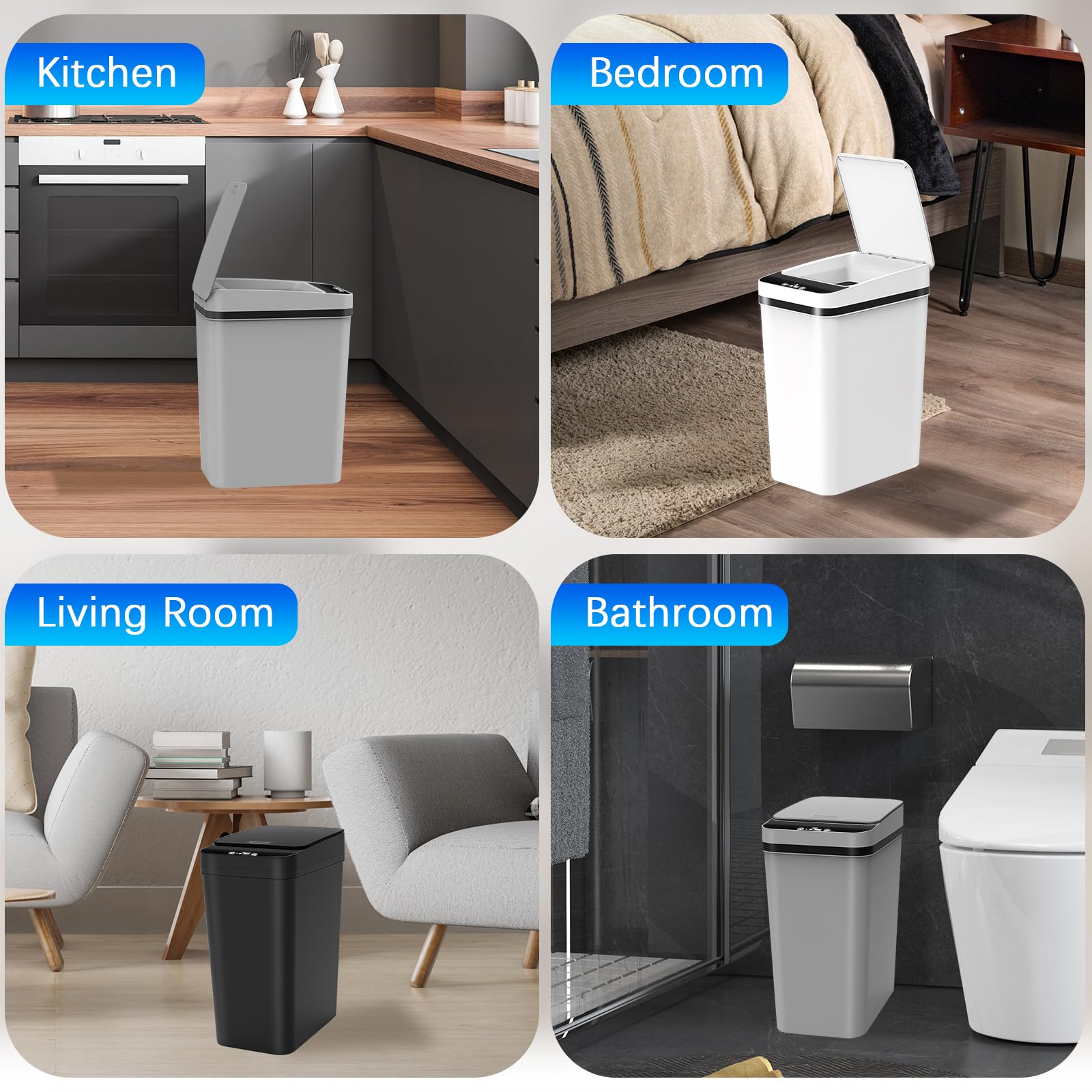 Kssvzz dog-proof trash can with slim profile deters pets from tipping.
