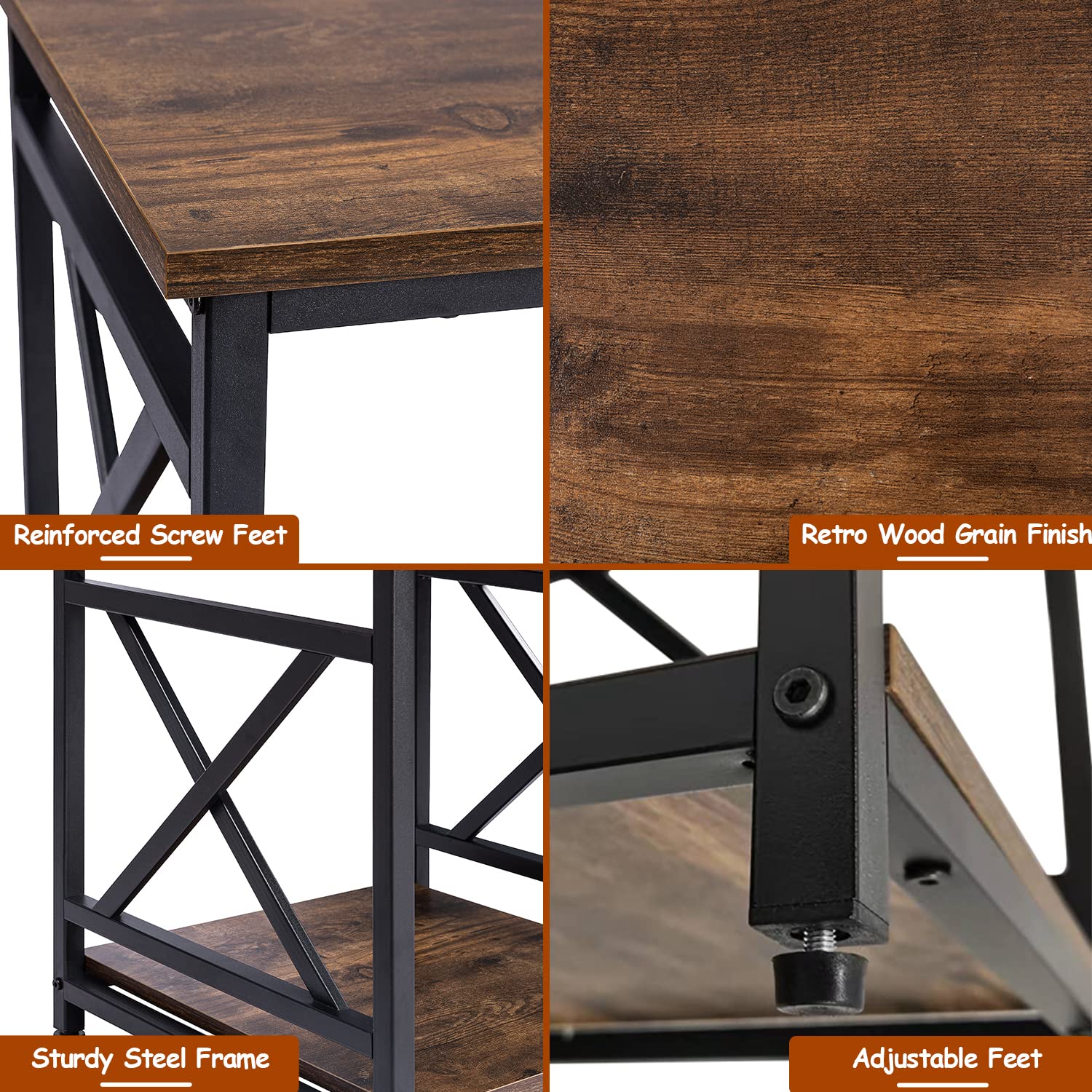 KSWIN rustic brown nightstand adds warm tabletop storage