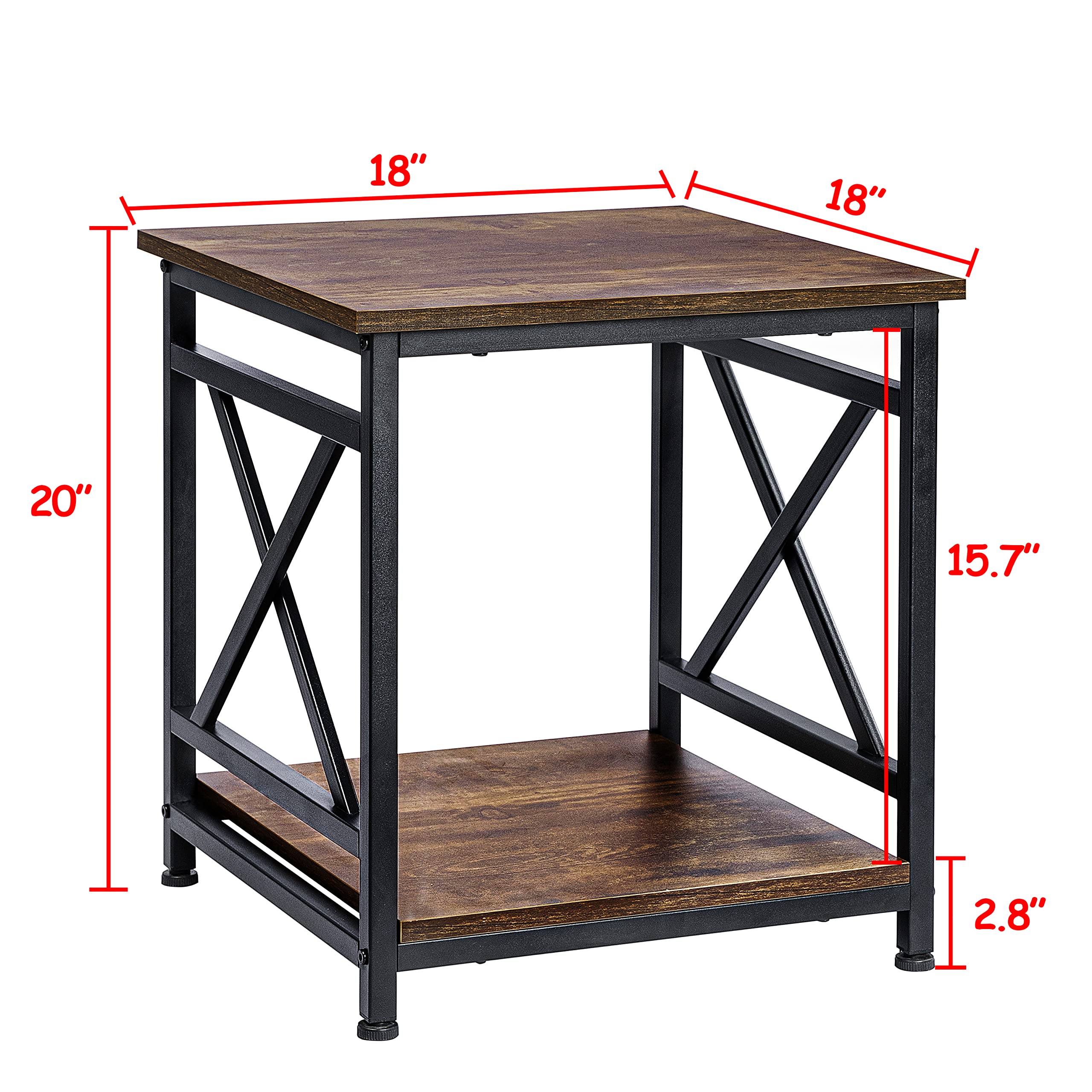 KSWIN square side table with rustic MDF top for versatile decor