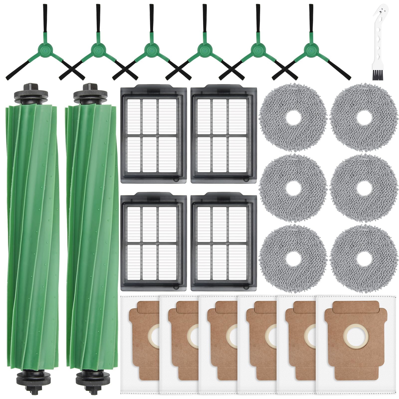 KTNAid Roomba Plus main brushes for thorough debris pickup and hair removal.