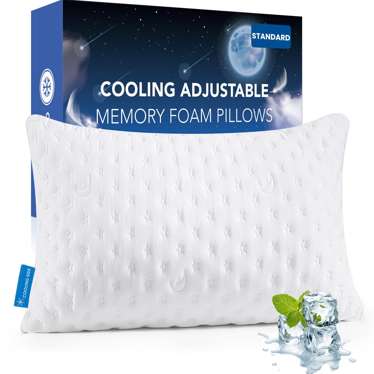 KUCEY cooling side sleeper pillow in original white supports neck alignment for restful nights