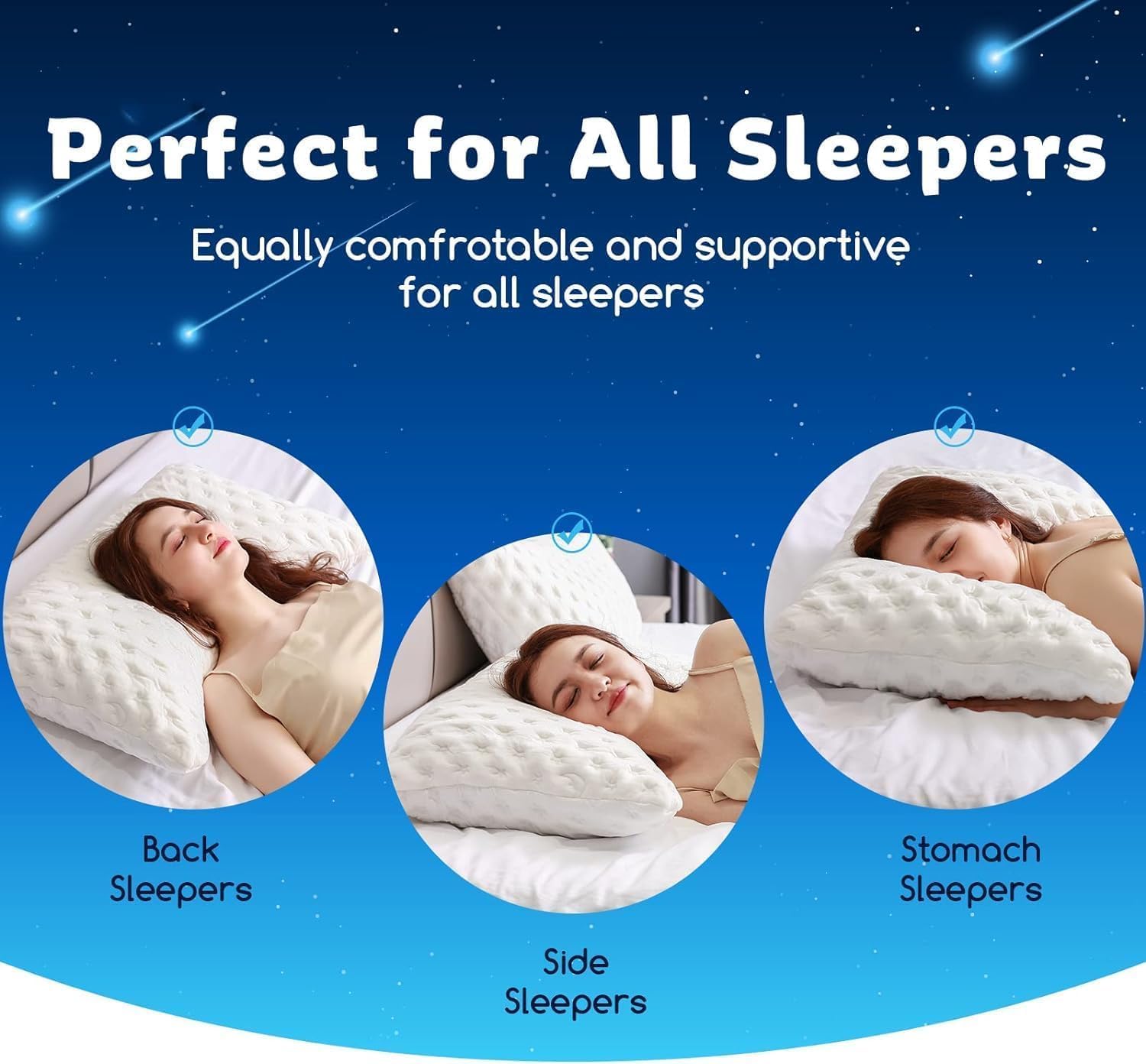 KUCEY pillow in bed illustrating side-sleeping position