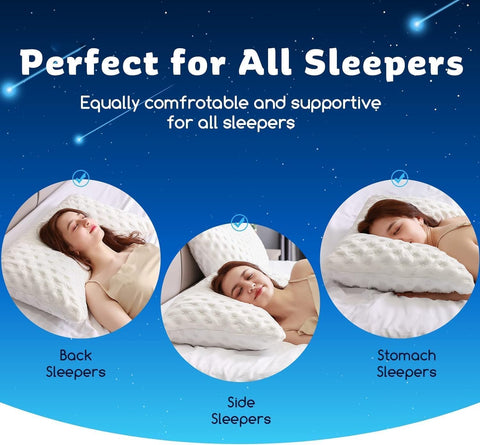 KUCEY pillow in bed illustrating side-sleeping position