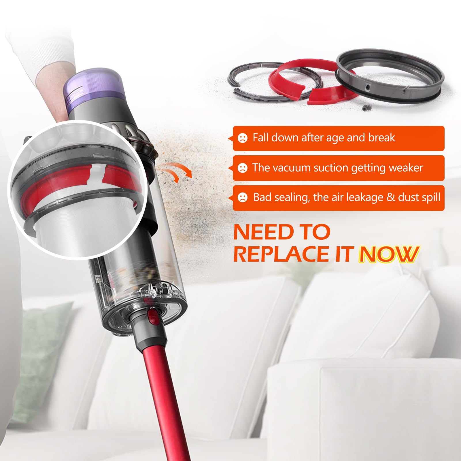 Kuflant sealing ring plus Origin compatibility for Dyson Outsize models.