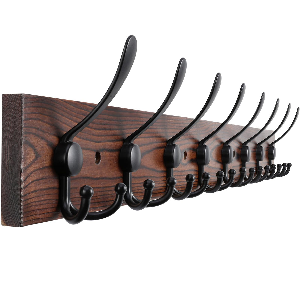Kuhome wall mount coat rack with eight triple hooks for organized entryway storage