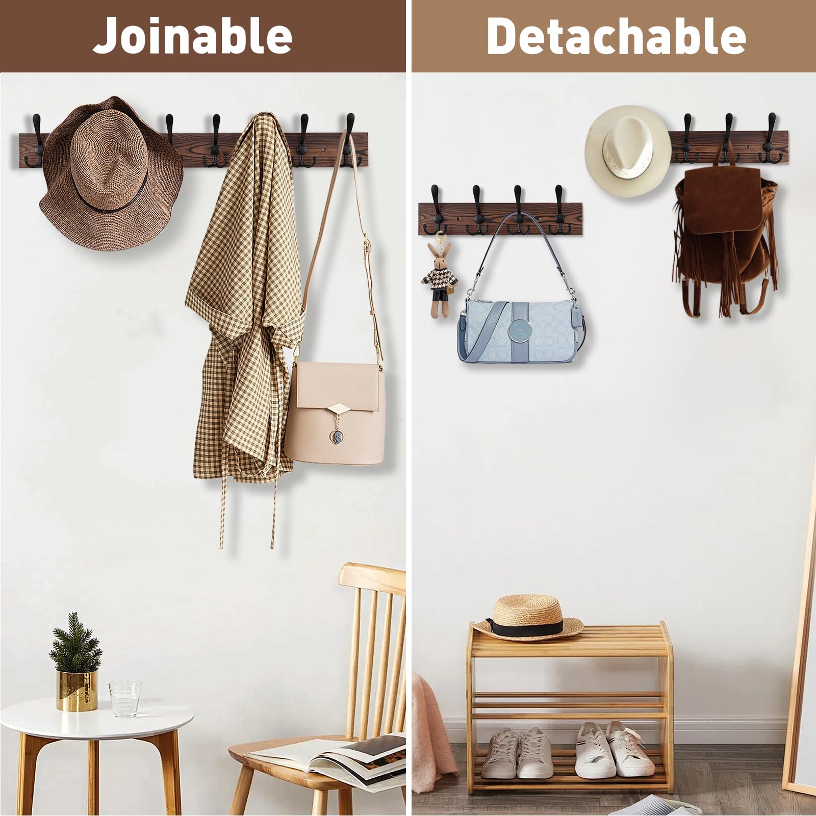 Kuhome rustic 32.2 inch coat rack keeps jackets and hats neatly