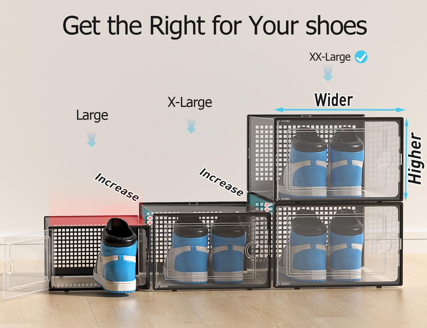 12-pack Kuject under-bed storage keeps shoes organized and accessible.