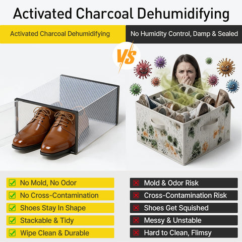 Kuject activated charcoal pack inside a box promotes freshness and airflow.