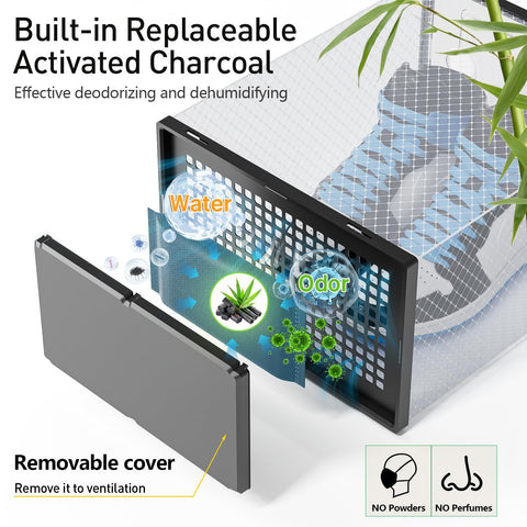 Kuject 12-pack stackable shoe boxes side view saves space in compact closets.