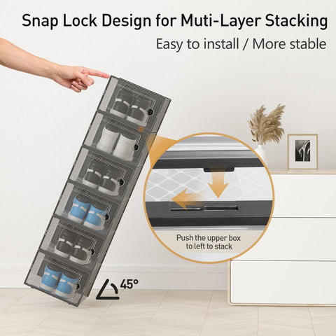 Kuject clear front panel allows easy access to stored sneakers.