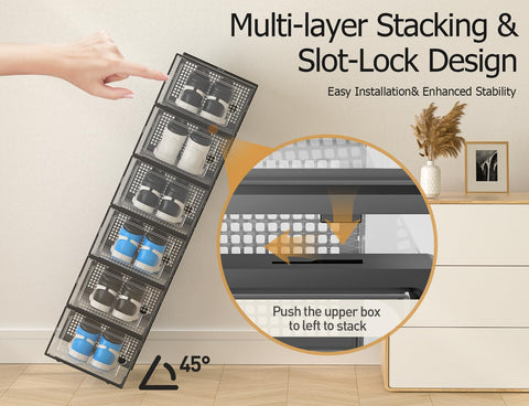 Kuject organizer solution with dustproof and breathable features for shoes and accessories.