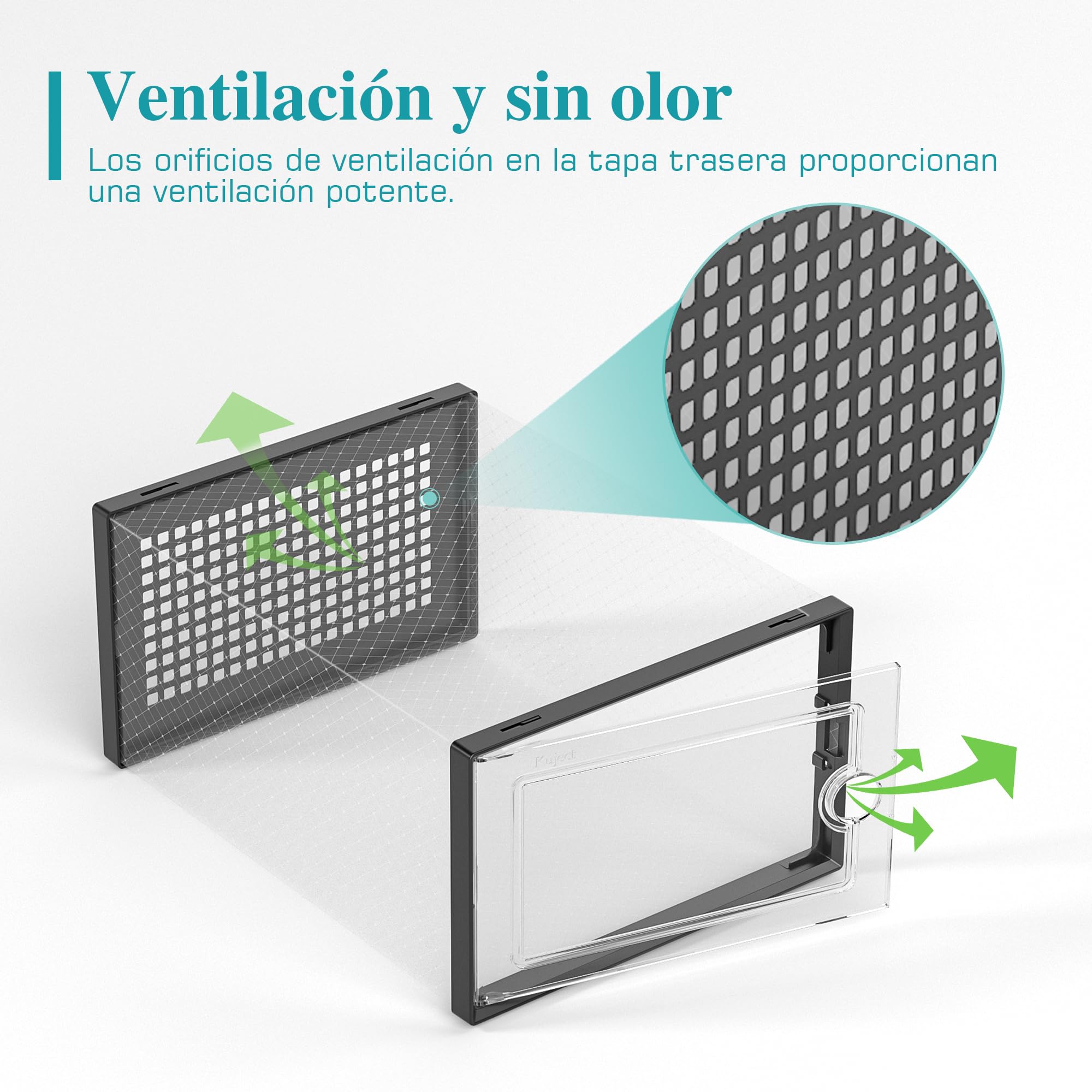 Kuject ventilated shoe organizers with rear airflow holes