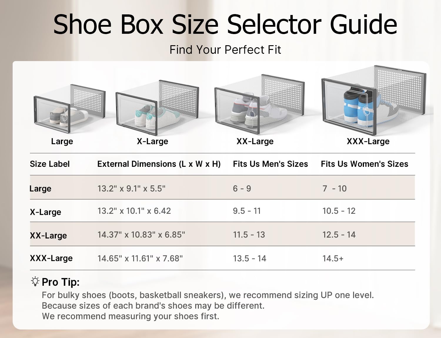 Kuject versatile storage boxes hold clothes, socks, and toys besides shoes.