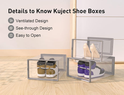 Kuject X-Large shoe storage box with dustproof and ventilated design protecting contents.