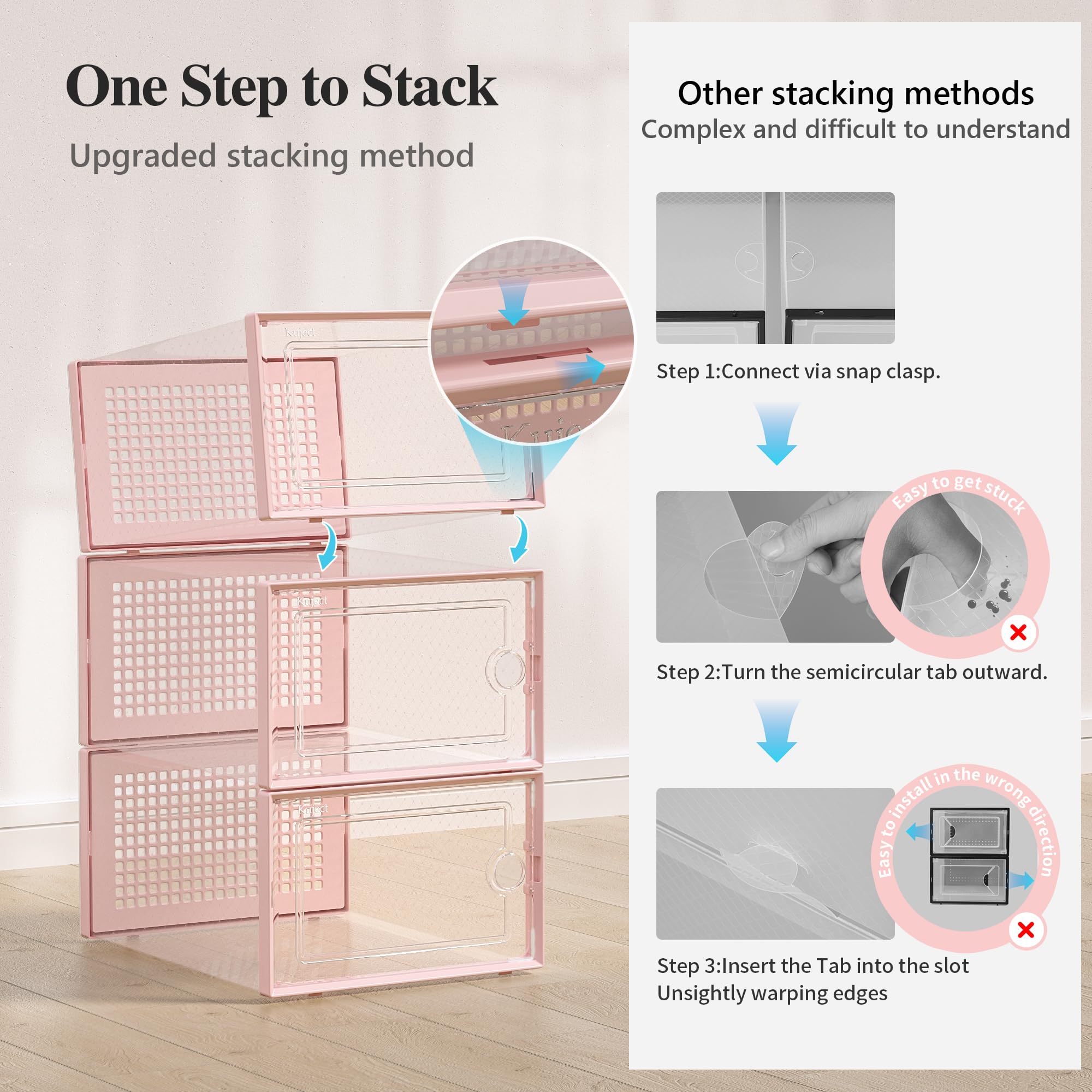 Kuject X-Large clear shoe storage boxes closet organizer for easy access