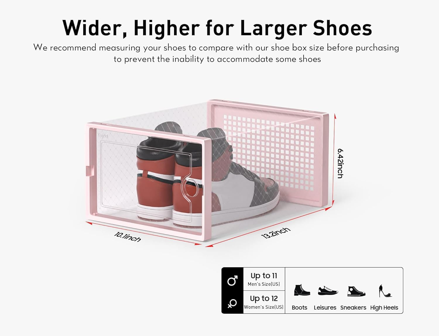 Kuject X-Large pink boxes stacked neatly for space-saving storage