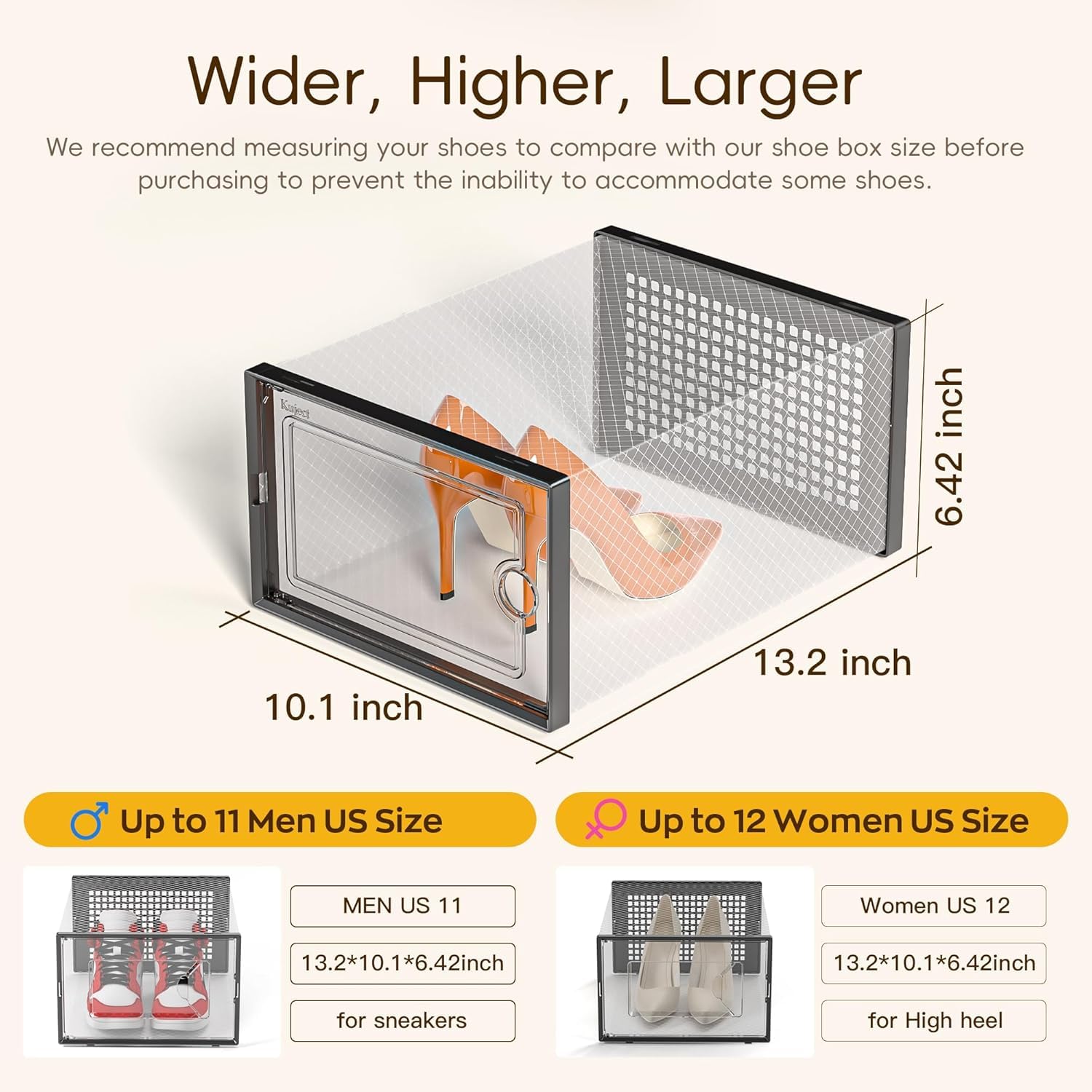 Dust and pet hair protection provided by Kuject X-Large shoe boxes