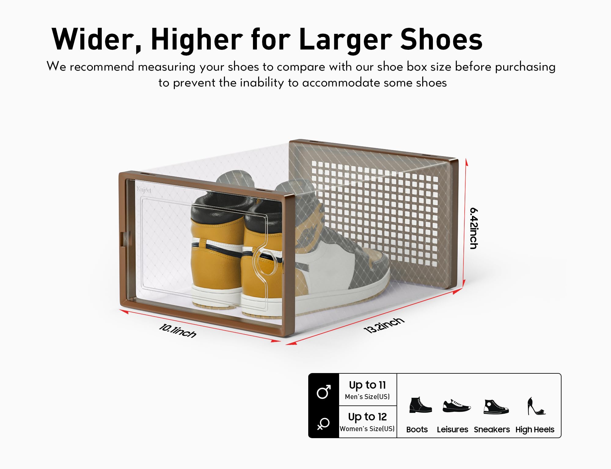 Kuject X-Large boxes in a closet offer neat, breathable organization.