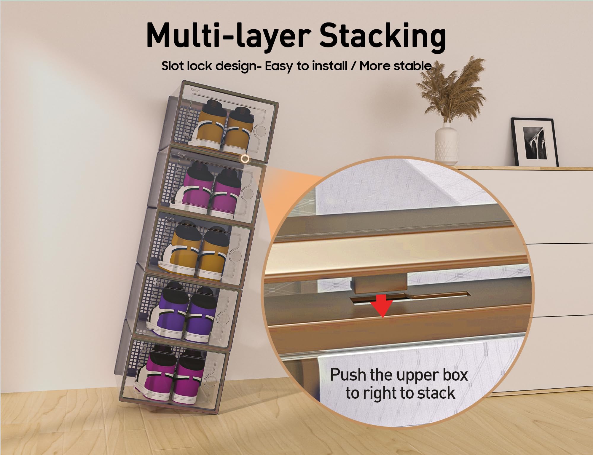 Kuject X-Large fits size 11-12 shoes, reducing clutter conveniently.