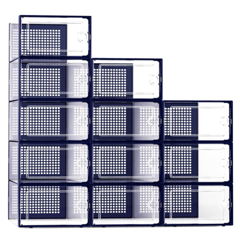 Kuject X-Large clear stackable shoe box for easy access in a closet.