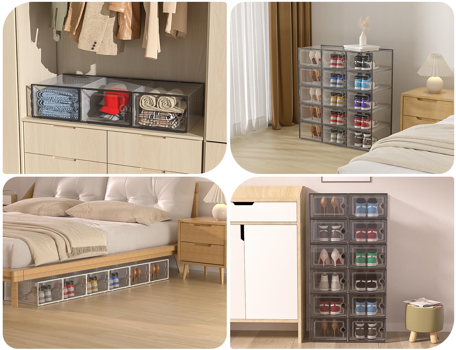 White packaging and clear panels present a modern look