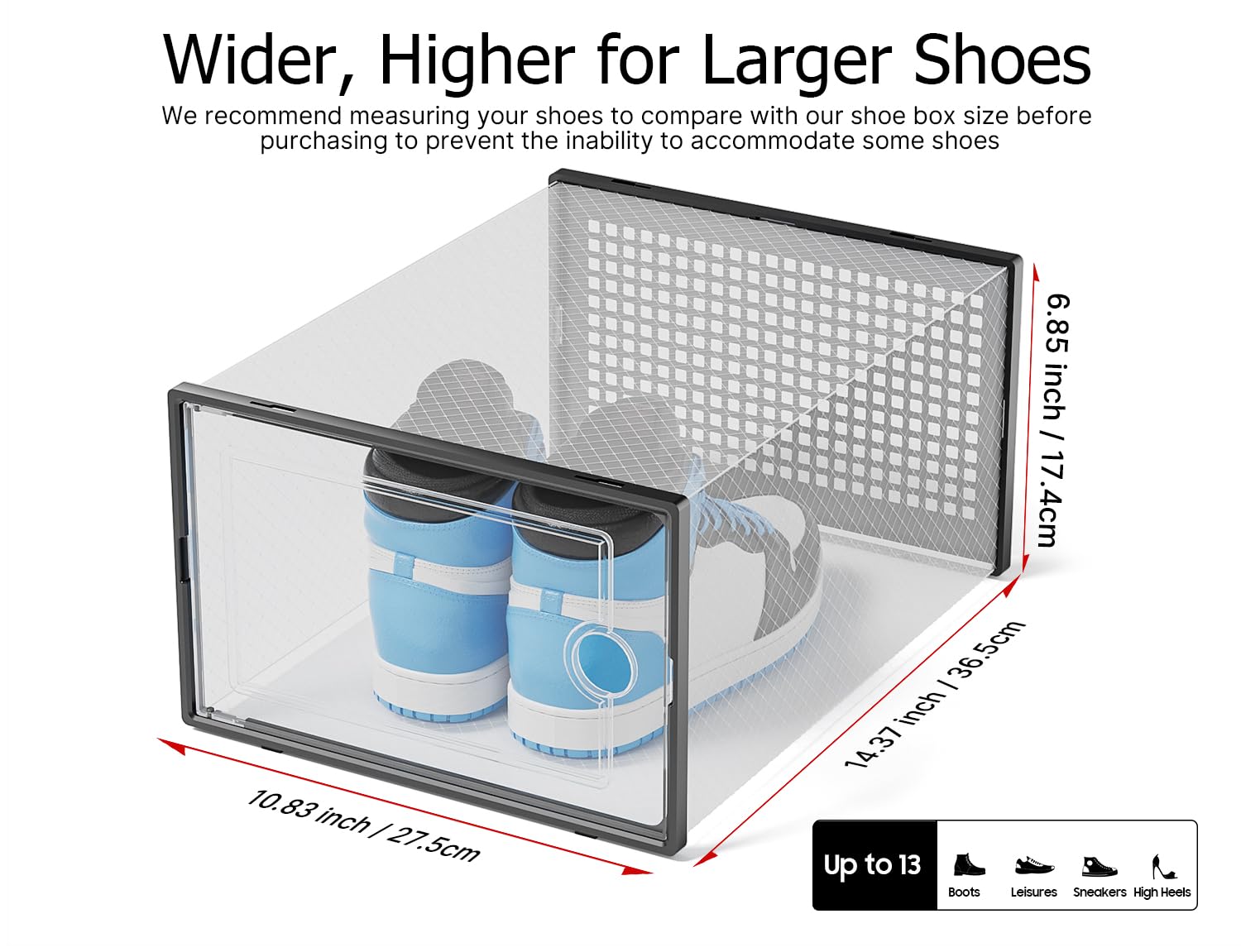 Kuject stackable boxes maximize closet space while keeping sneakers dust-free.