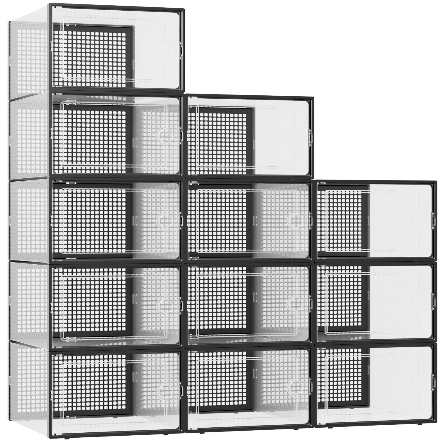 Kuject XXX-Large shoe storage box black with clear front for quick sneaker visibility.