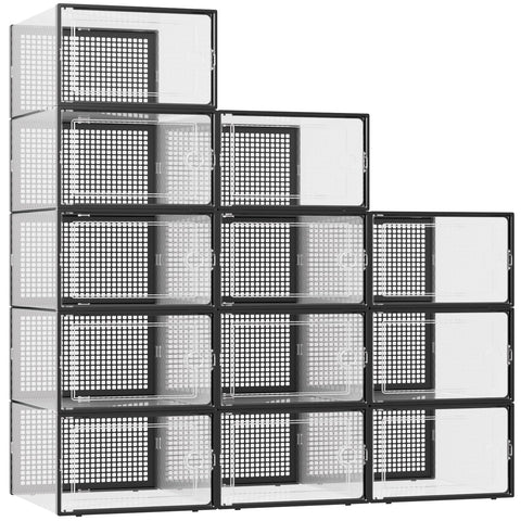 Kuject XXX-Large shoe storage box black with clear front for quick sneaker visibility.
