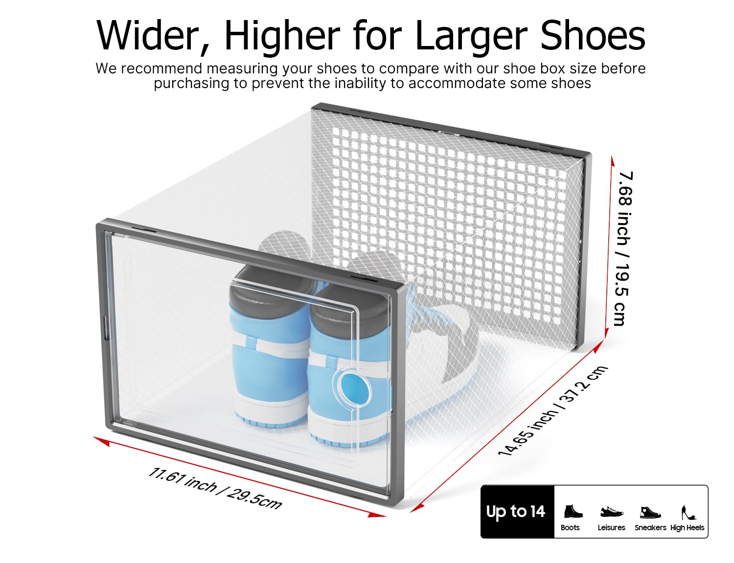 Kuject XXX-Large stackable box side view showing compact closet organization design.