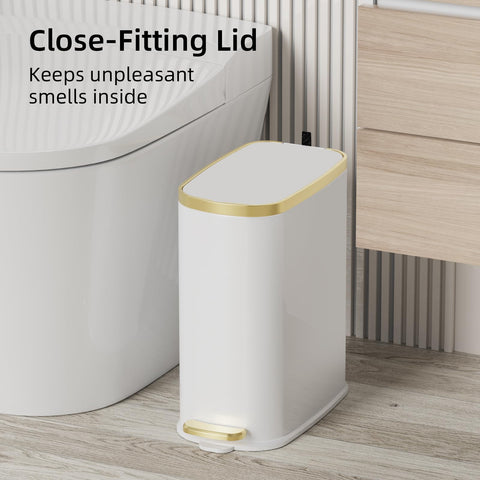 KUK compact rectangular trash can saves space in tight bathrooms
