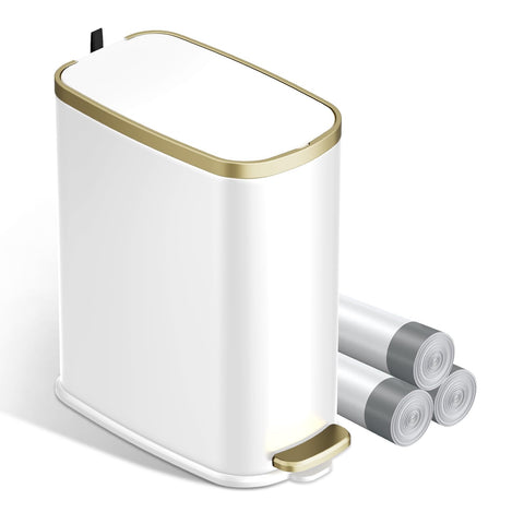KUK small bathroom trash can with soft-close lid for quiet disposal