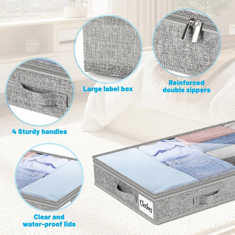 Kukikan dorm-room organization setup under bed bins enhances tidy living space.