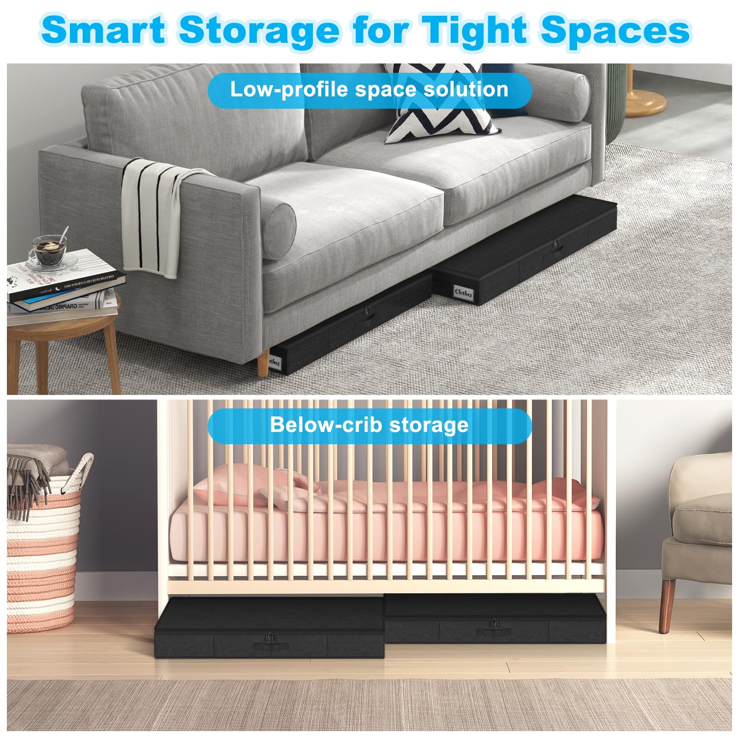 Kukikan foldable under-bed bin with PP boards for easy setup.