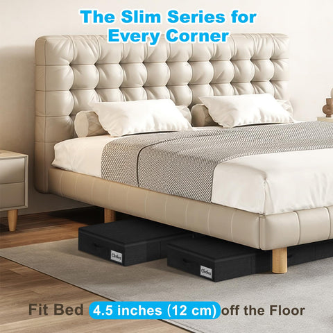 Slim under-bed storage bin by Kukikan fits tight dorm spaces.