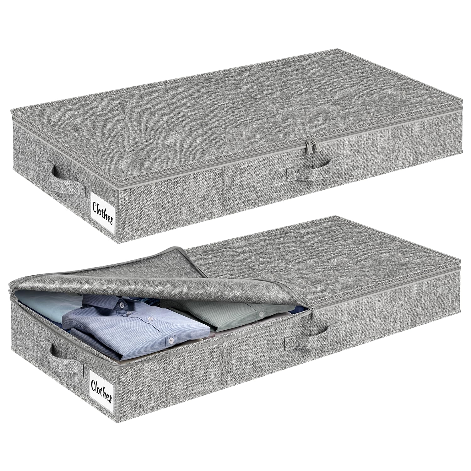 Kukikan under-bed container 2-pack for tidy blanket and clothing storage.