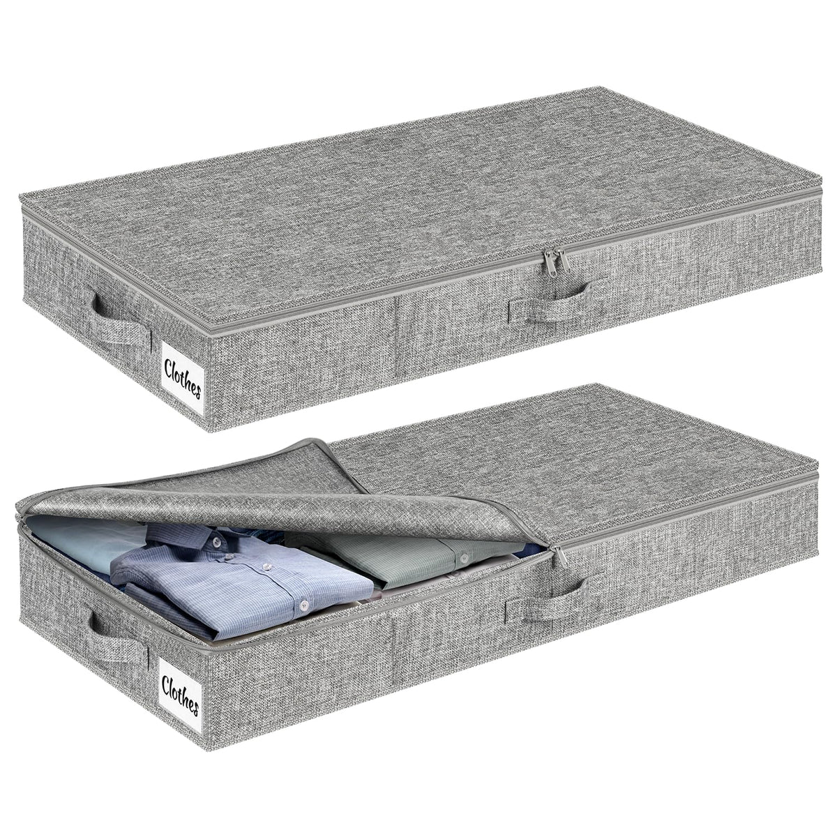 Kukikan under-bed container 2-pack for tidy blanket and clothing storage.