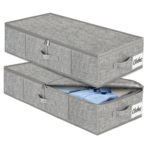 Kukikan under-bed storage bin 2pack folded design stores seasonal items neatly under a bed.
