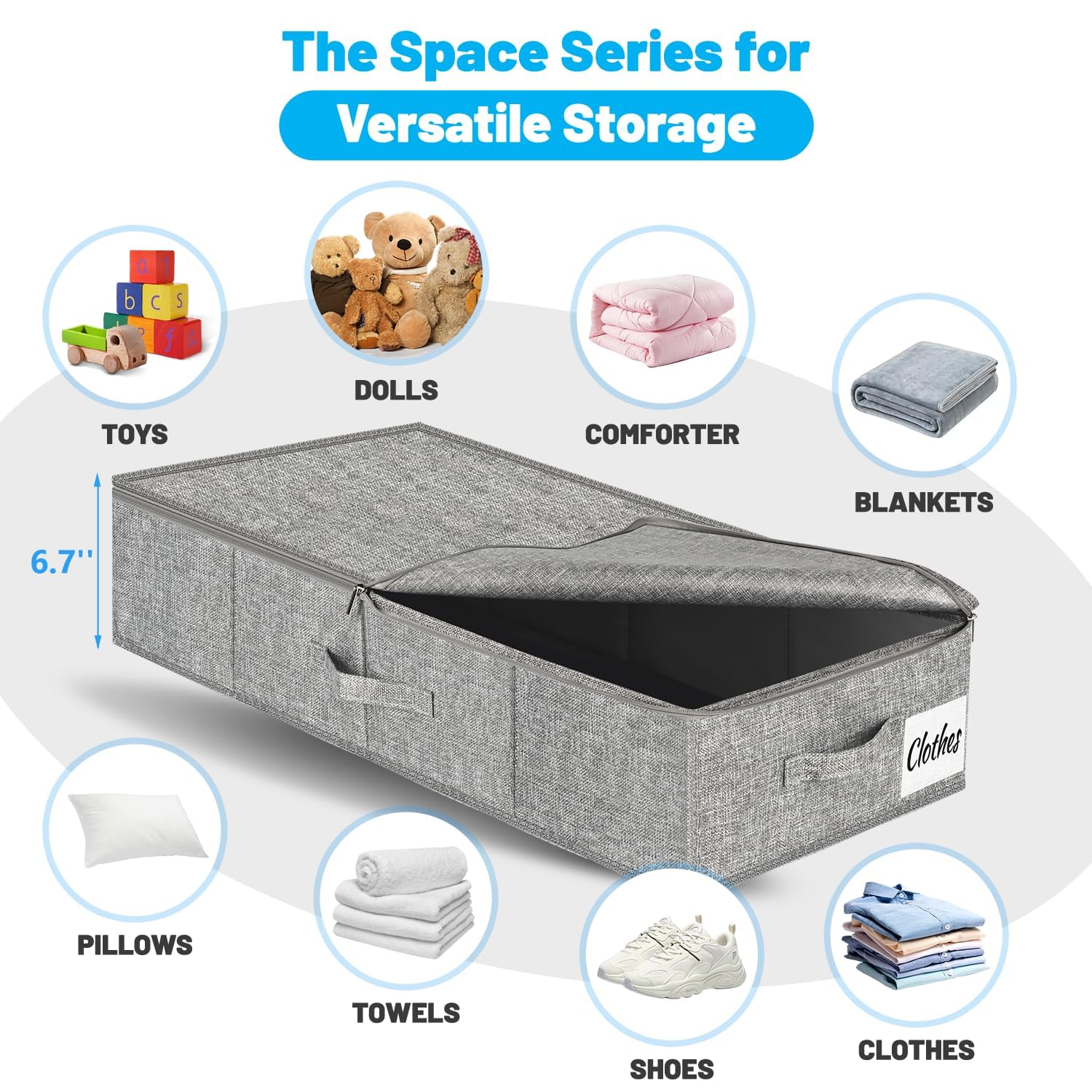 Kukikan under-bed storage bin 2pack ultra-thick fabric protects clothes from dust and moisture.