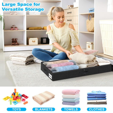 Kukikan waterproof linen under-bed bin protects seasonal items from moisture.