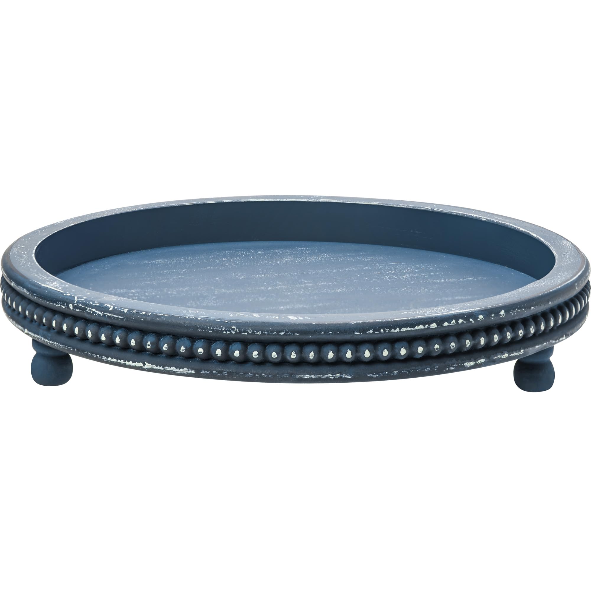 KULEDM blue round decorative tray for coffee table display and styling