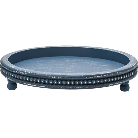 KULEDM blue round decorative tray for coffee table display and styling