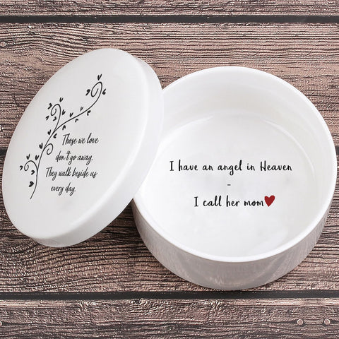 Kullder i have an angel i call her mom ceramic keepsake box holds cherished memories.