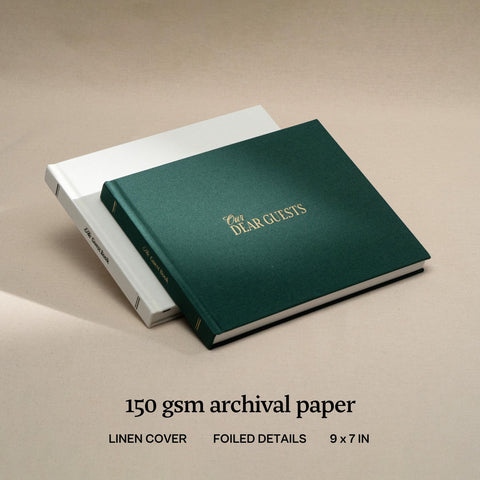 Kunitsa Co hardcover features subtle foil accents for refined reception decor.