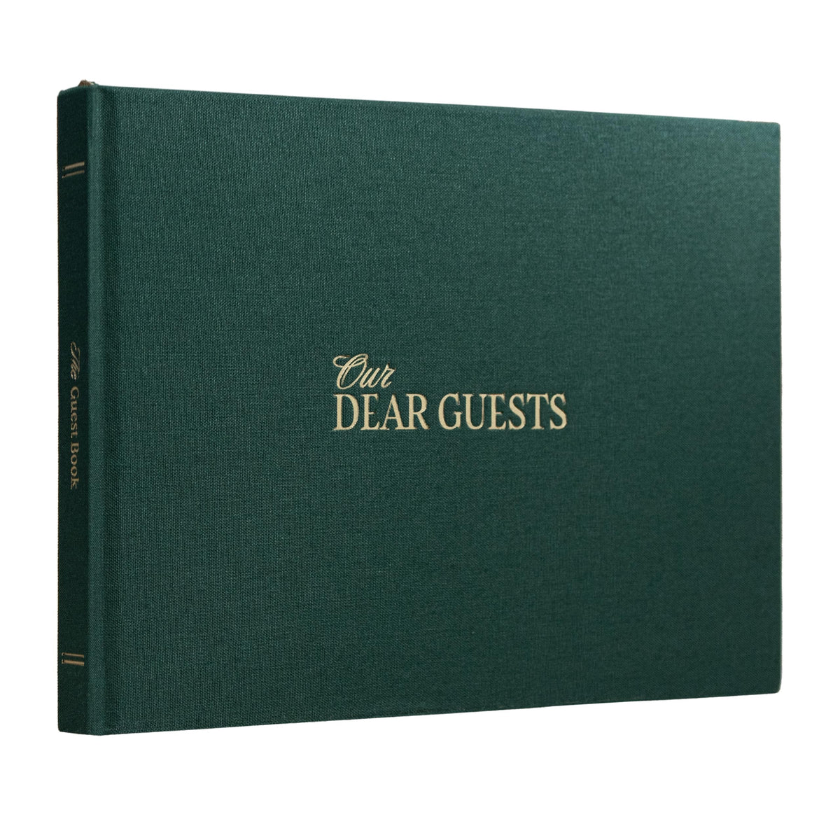 Kunitsa Co wedding guest book cover with elegant embossing and evergreen finish.