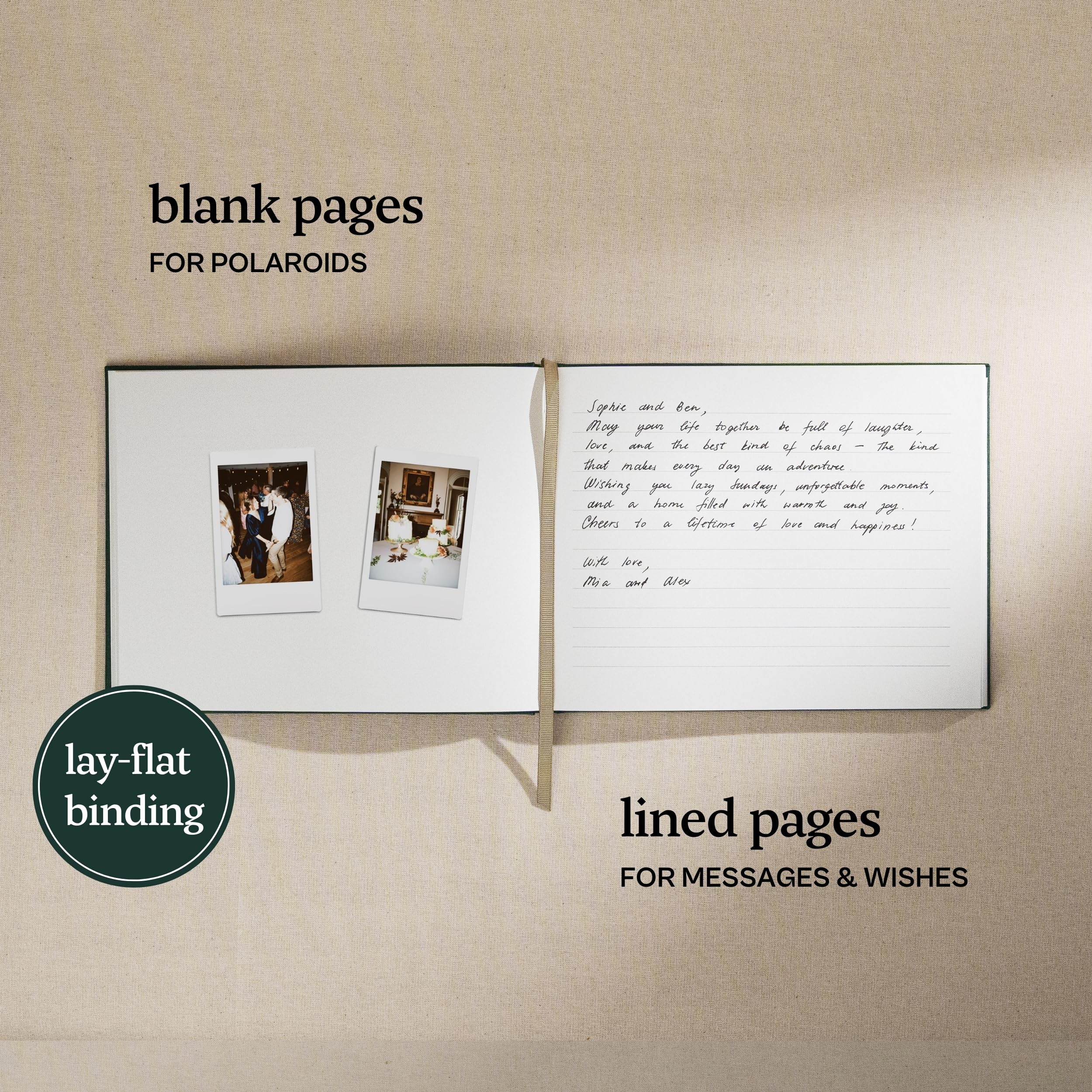 Kunitsa Co wedding guest book spread with generous space for messages.