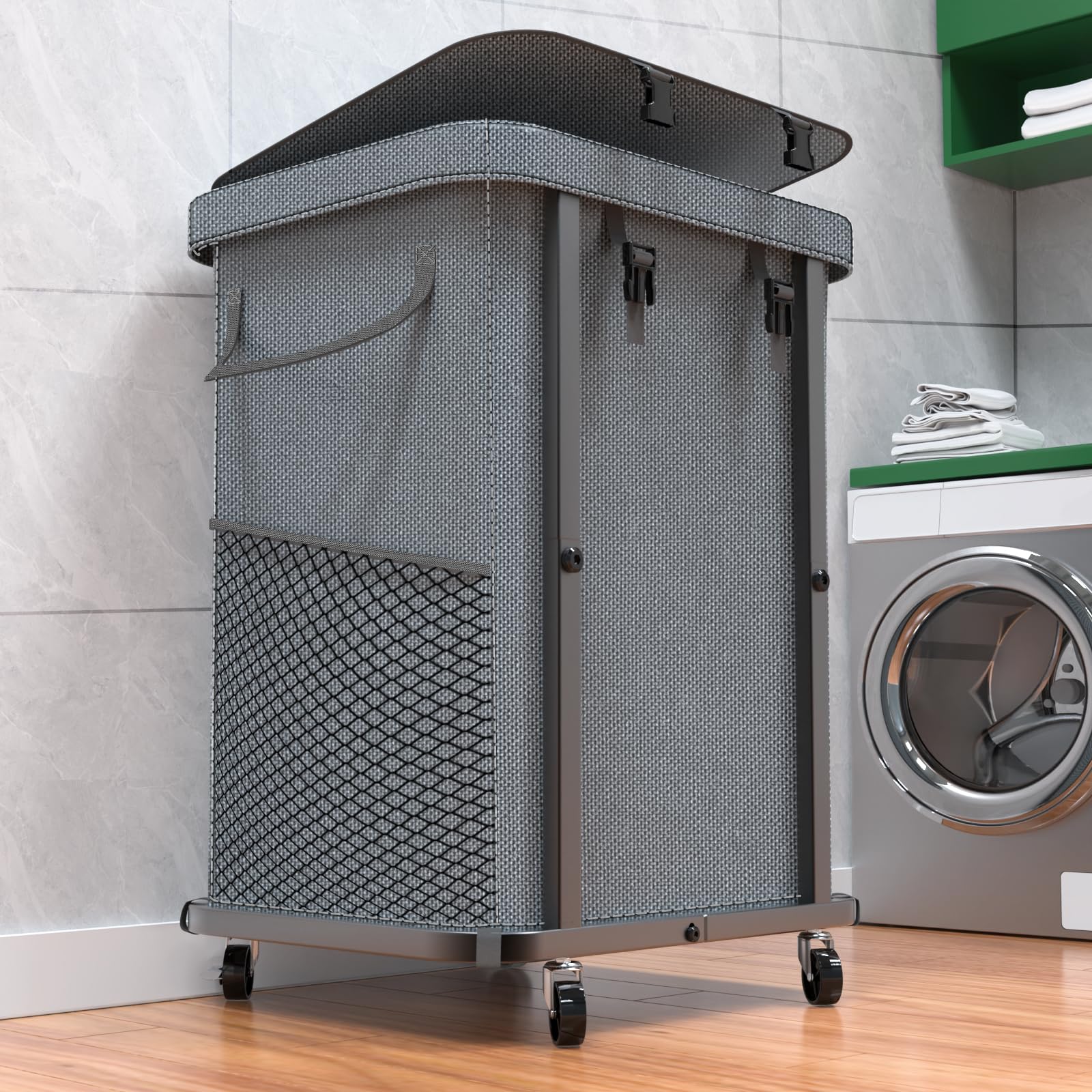 Kunlabori 40gal basket with wheels for easy transport and clutter-free laundry.