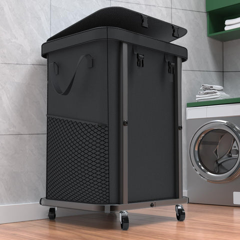 Kunlabori 40gal rolling laundry basket with wheels and sturdy frame for durability.