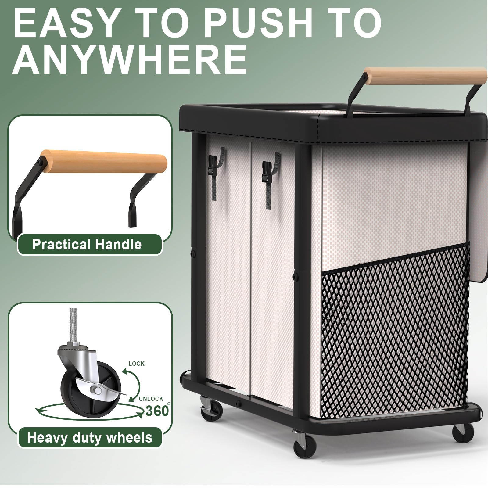 Kunlabori metal-frame laundry hamper offers stable, durable support