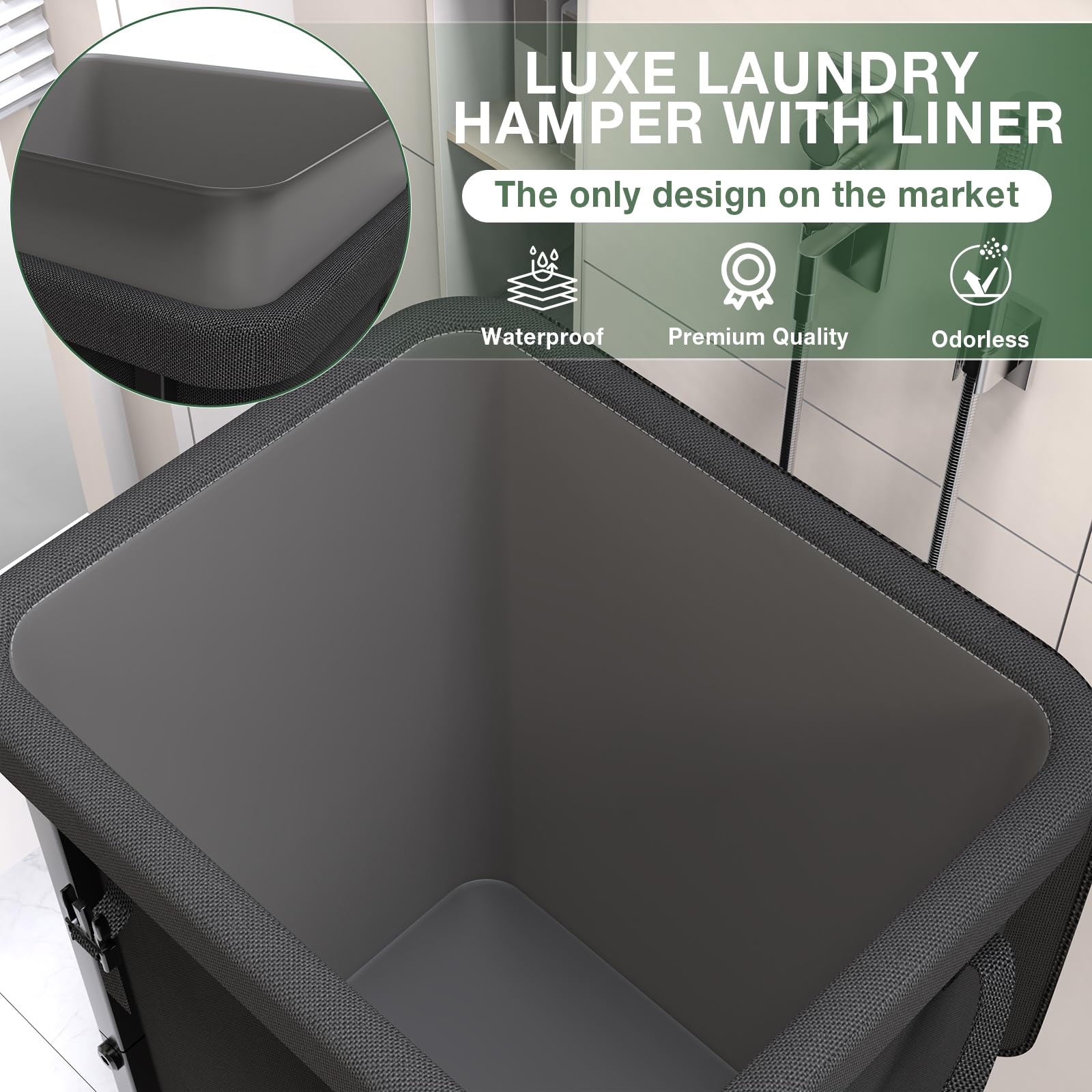 Kunlabori removable laundry bag design enabling quick, mess-free transfers.